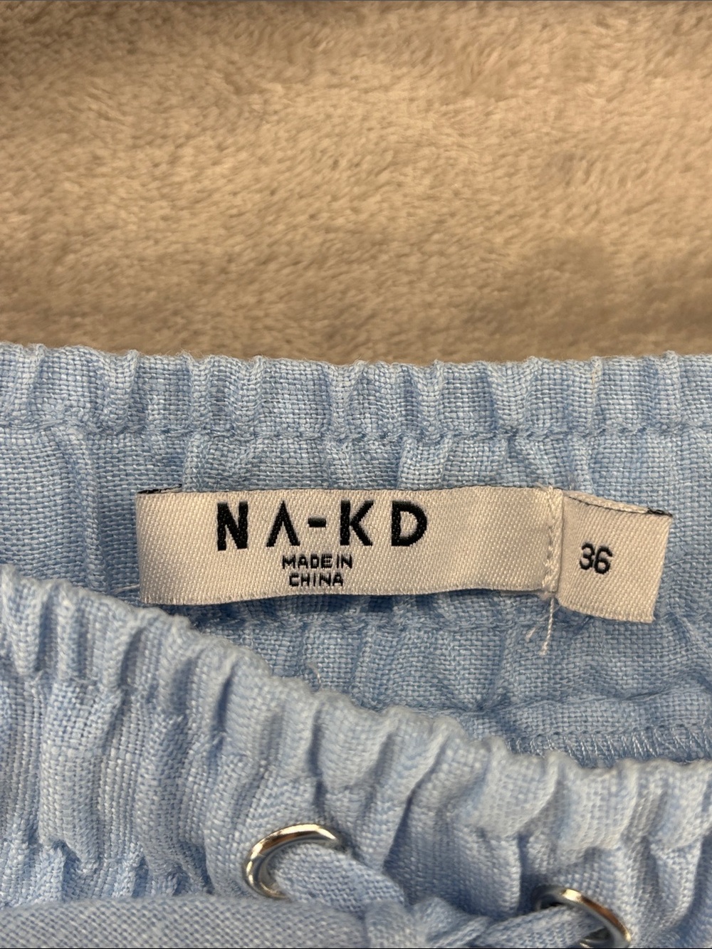 NA-KD Light Blue Women's Drawstring Linen Shorts Size S--EU36 - Picture 3 of 6